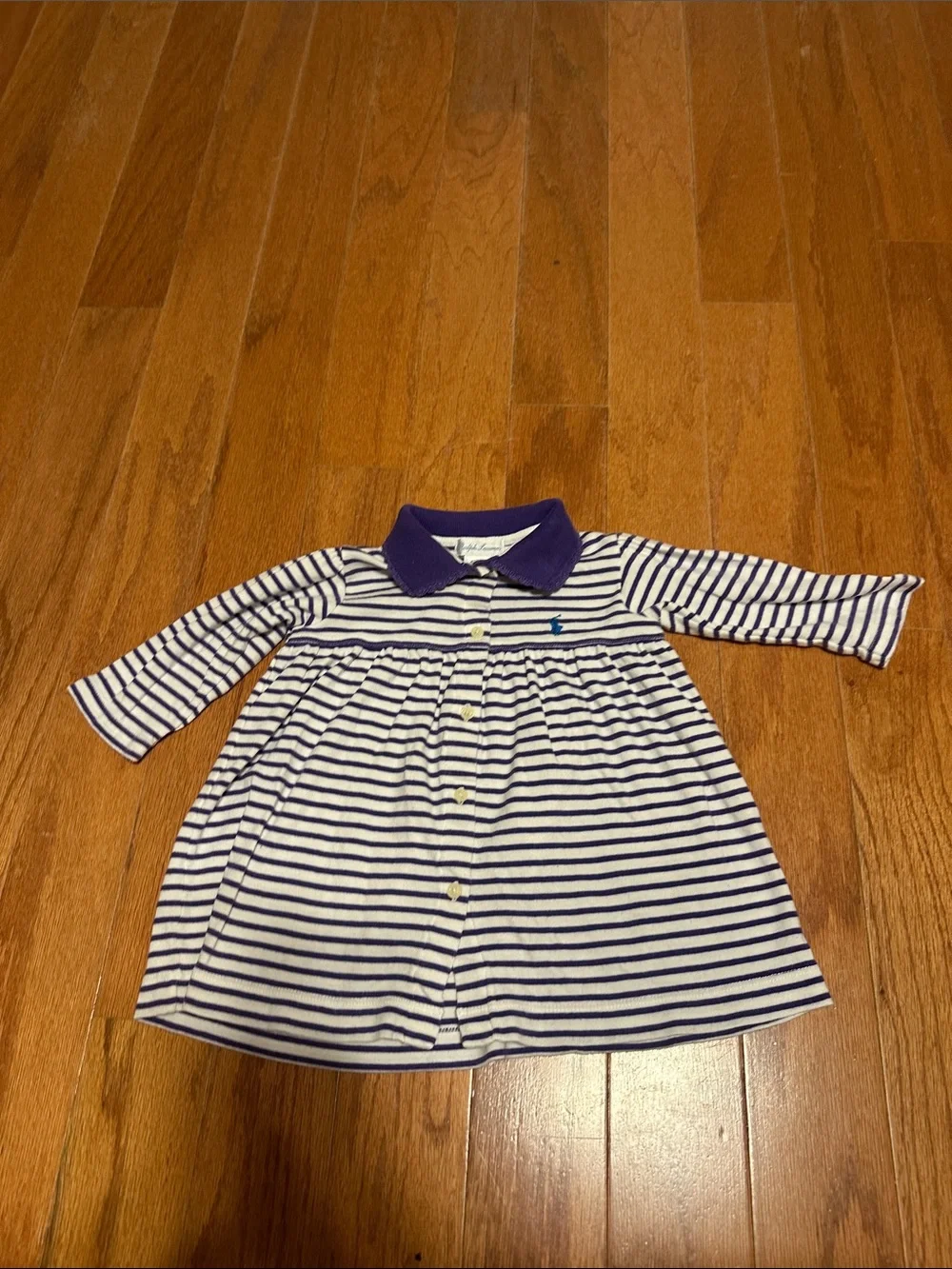 Ralph Lauren White and Purple Striped Polo Dress